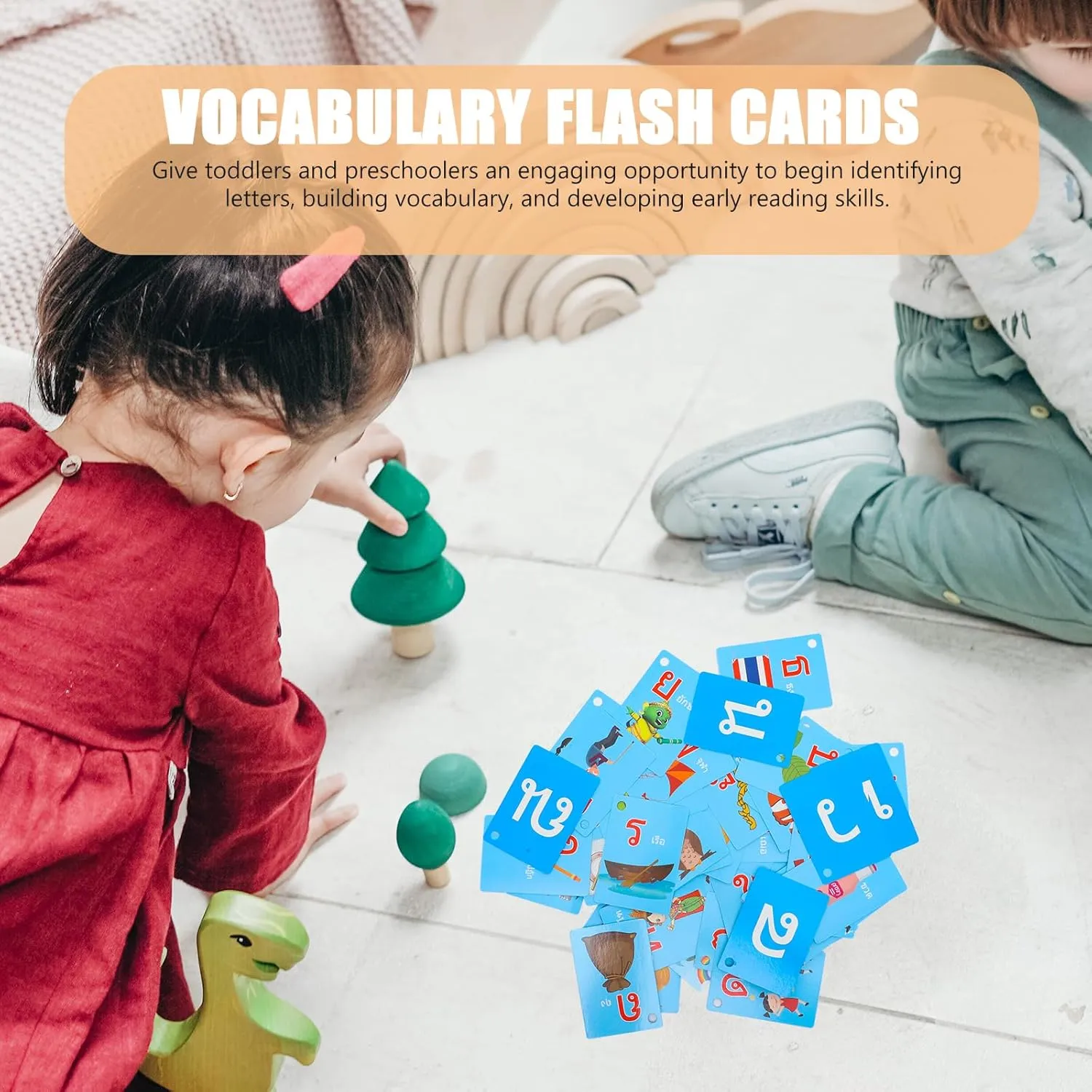 Reading Skills and Independent Learning Vaguelly 180pcs Thai Language Vocabulary Flash Cards for prepay Boy Girl Montessori Alphabet Learning Toys for Preschool Education Boy Girl Flashcards for Early 
