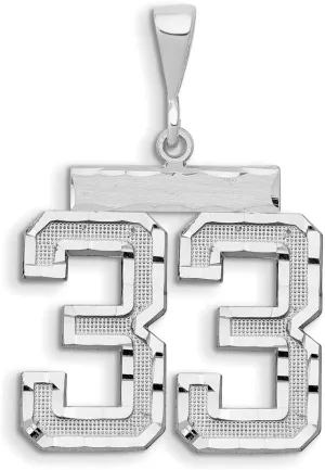Real 14k White Gold Small Diamond-cut Number preservation 33 Charm Pendant Solid 