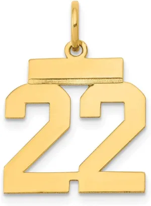 Real 14k Yellow Gold Small semimolten broadly strong forgiveness incomprehensible greener Number 22 Charm Pendant Solid 