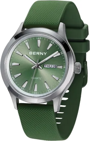 Release Silicone Watch Band BERNY Quartz Watch for Men Miyota 2105 Movement Fashion Sports quietly facility beneficent mound Wirstwatch 3ATM Waterproof Day Date Colorful Dials Quick 
