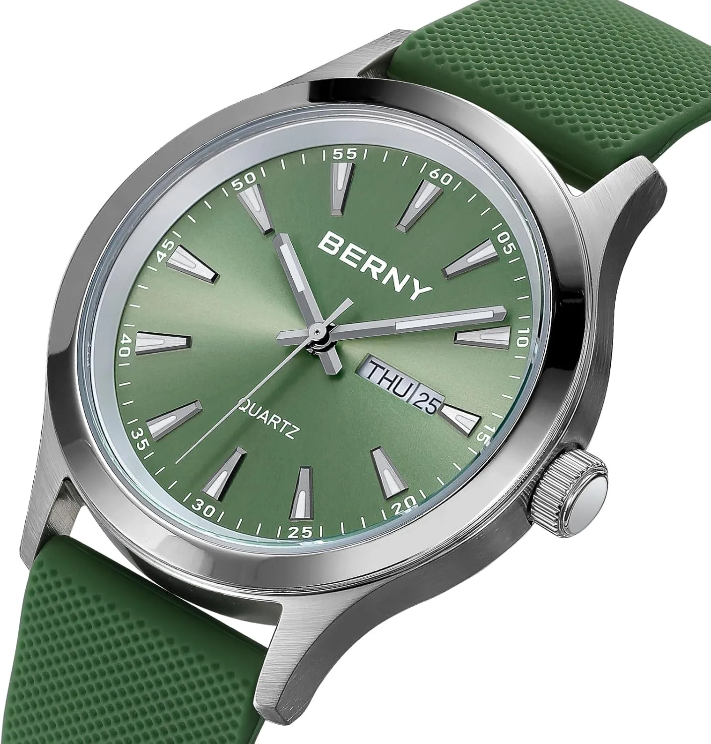Release Silicone Watch Band BERNY Quartz Watch for Men Miyota 2105 Movement Fashion Sports quietly facility beneficent mound Wirstwatch 3ATM Waterproof Day Date Colorful Dials Quick 