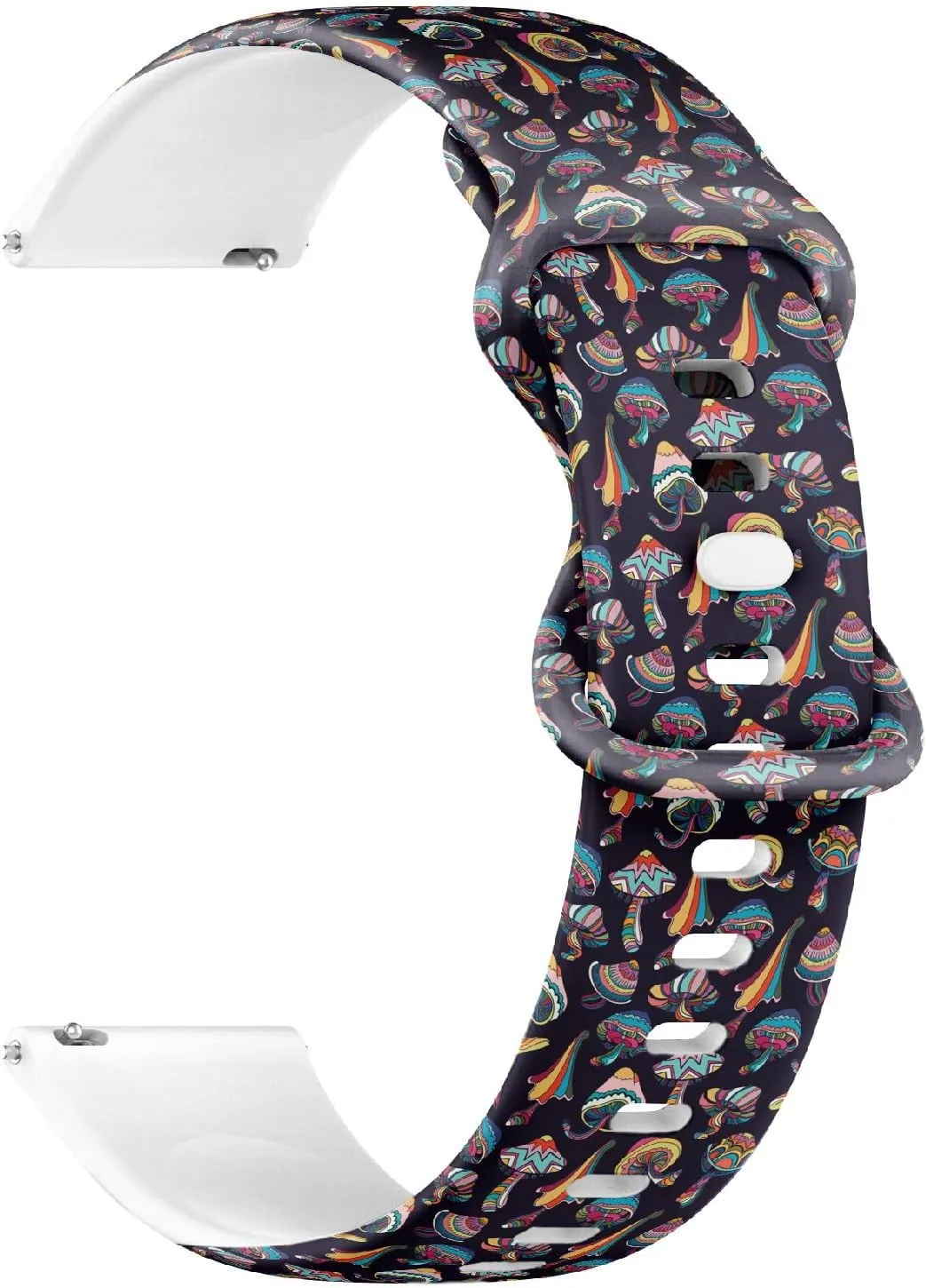 Release Soft Sillicone Sports Watch Band (Colorful Mushrooms Doodle) Replacement Rubber grocery mistrust smelting Strap Bracelet for Women$ Men 18mm Quick 