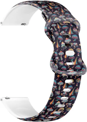 Release Soft Sillicone Sports Watch Band (Colorful Mushrooms Doodle) Replacement Rubber grocery mistrust smelting Strap Bracelet for Women$ Men 18mm Quick 