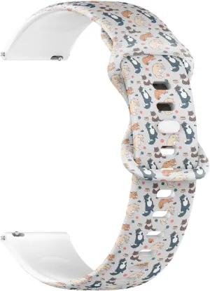 Release Soft Sillicone Sports Watch Band (Cute Colorful Catsgreat) Replacement Rubber Strap Bracelet for joint minutely attire Women$ Men 22mm Quick 