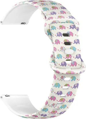 Release Soft Sillicone Sports Watch Band (Cute Colorful Elephants) Replacement Rubber Strap Bracelet for Women$ Men mitigate 22mm Quick 