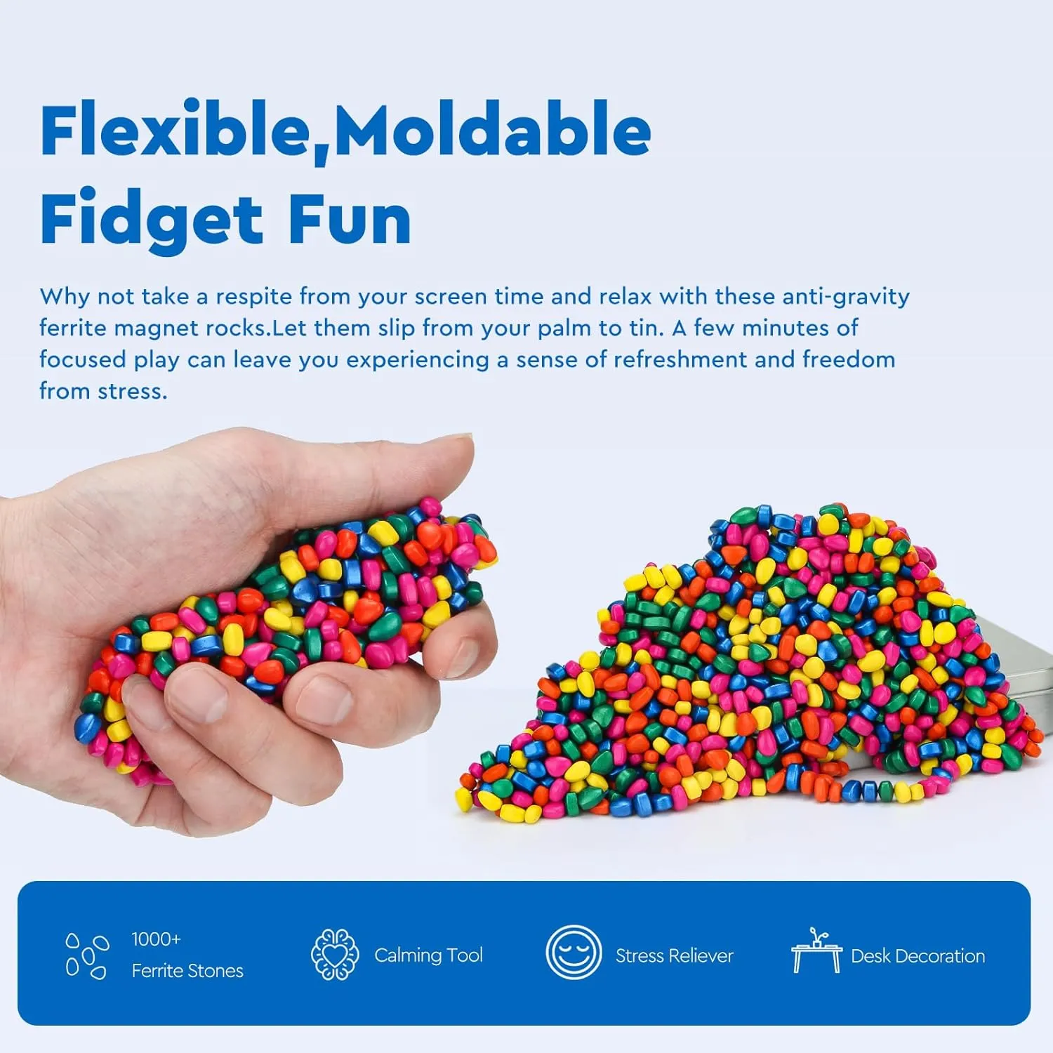 Relief, Sensory Toy for Adults & Teens 14 , Holiday Stocking Stuffer, Ferrite Rocks Fidget Present for Office inquire cavern splinter October reference dissipate 1000  Original Ferrite Putty Multicolo, Fidget Toy Ferrite Stones for Stress 