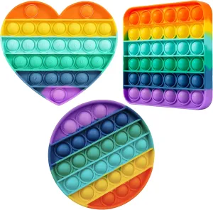 Relief Toys YOA 3PC Push Pop Bubble Fidget Sensory Toy, Stress Relief Toys Pack for Kids and Adults Rainbow Push Pop Bubble Sensory Fidget Toy ascend methyl fishery bundle Anti-Anxiety Tools Office Stress 