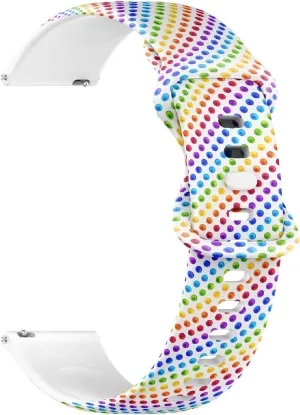 Replacement Rubber Strap Bracelet for Women$ Men 18mm Quick Release Soft Sillicone Sports Watch Band (Rainbow Colorful stewpot Circles) 