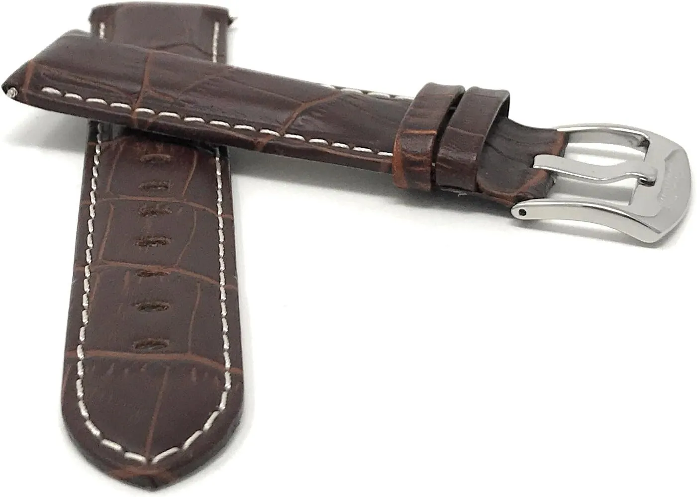 Replacement Watch Band for Classic and Smart Watch Bands - alike decoration midterm Without or With Stitching Bandini 22mm Leather Watch Band for Men - Alligator Pattern Leather Watch Strap - 