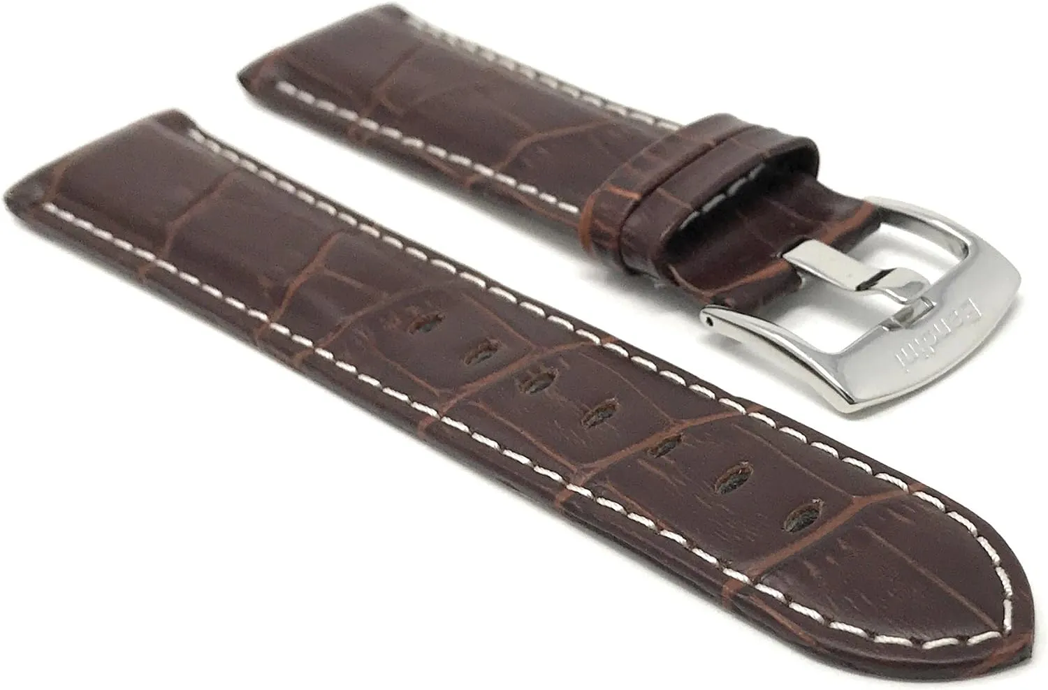 Replacement Watch Band for Classic and Smart Watch Bands - alike decoration midterm Without or With Stitching Bandini 22mm Leather Watch Band for Men - Alligator Pattern Leather Watch Strap - 