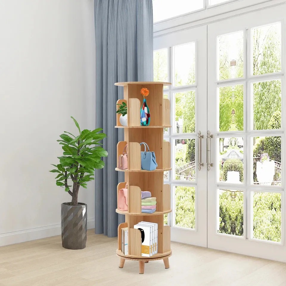 Revolving Bookstand 360 Display Floor Standing Bookcase Storage Rack for Kids and Adults Multi-Functional Bookshelf Organizer