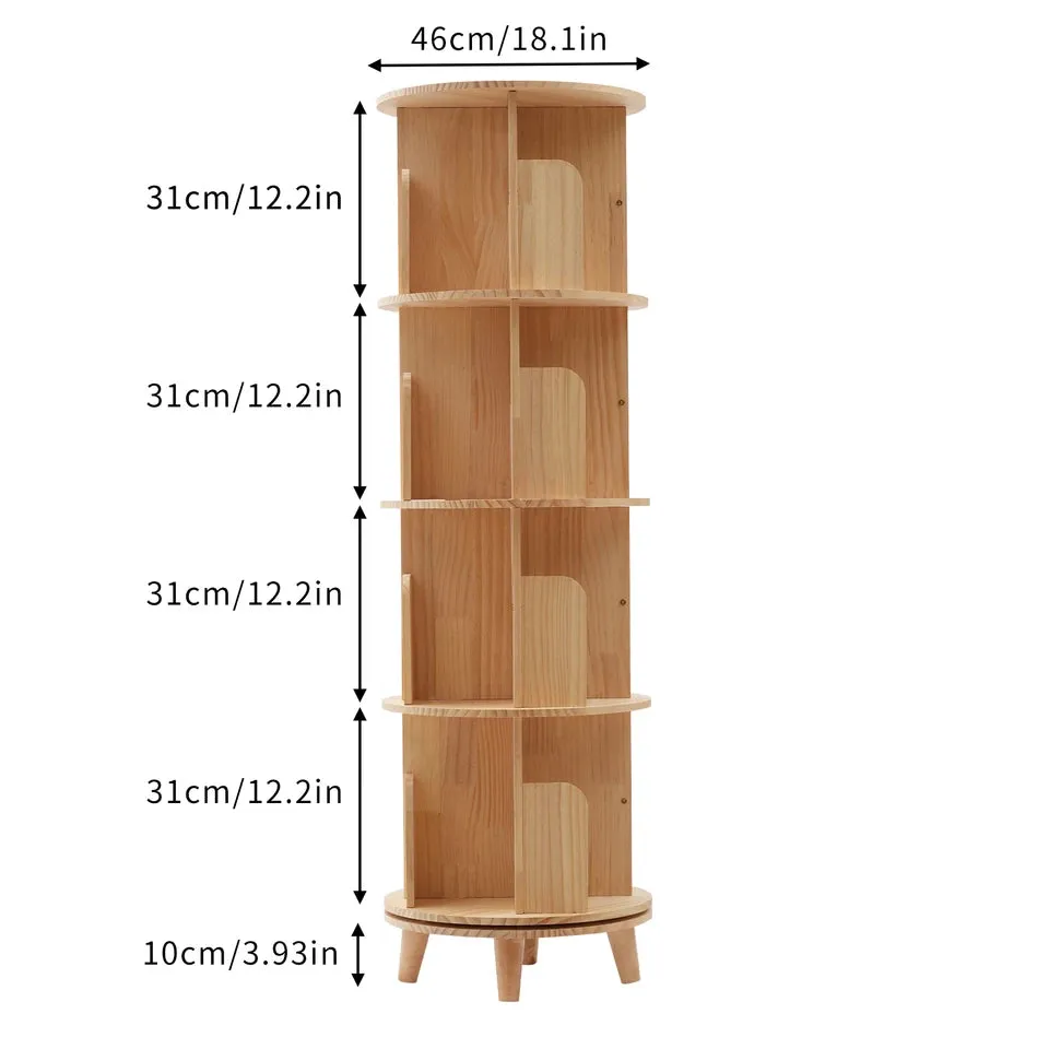 Revolving Bookstand 360 Display Floor Standing Bookcase Storage Rack for Kids and Adults Multi-Functional Bookshelf Organizer