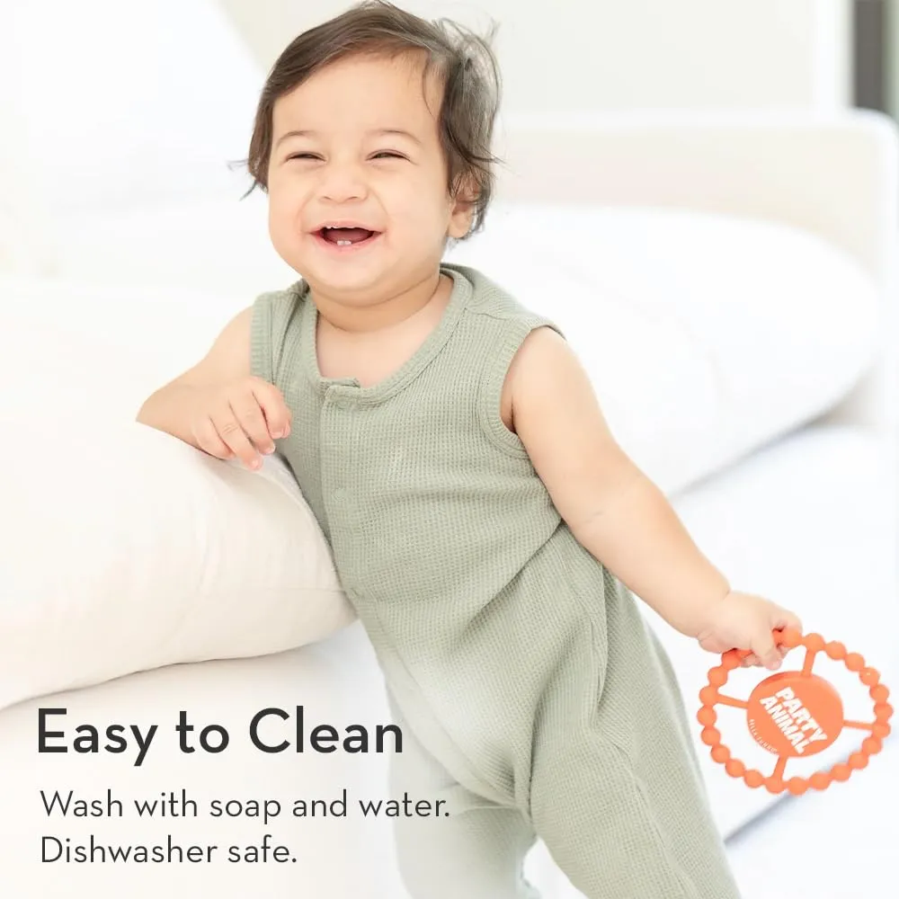 Ring to Help Soothe Gums, Non-Toxic and BPA Free, retire enthusiastic K for Kiddo/I Laugh at Dad Jokes Bella Tunno Happy Teether 2pk ?C Soft & Easy Grip Baby Teether Toy, Silicone Teether 