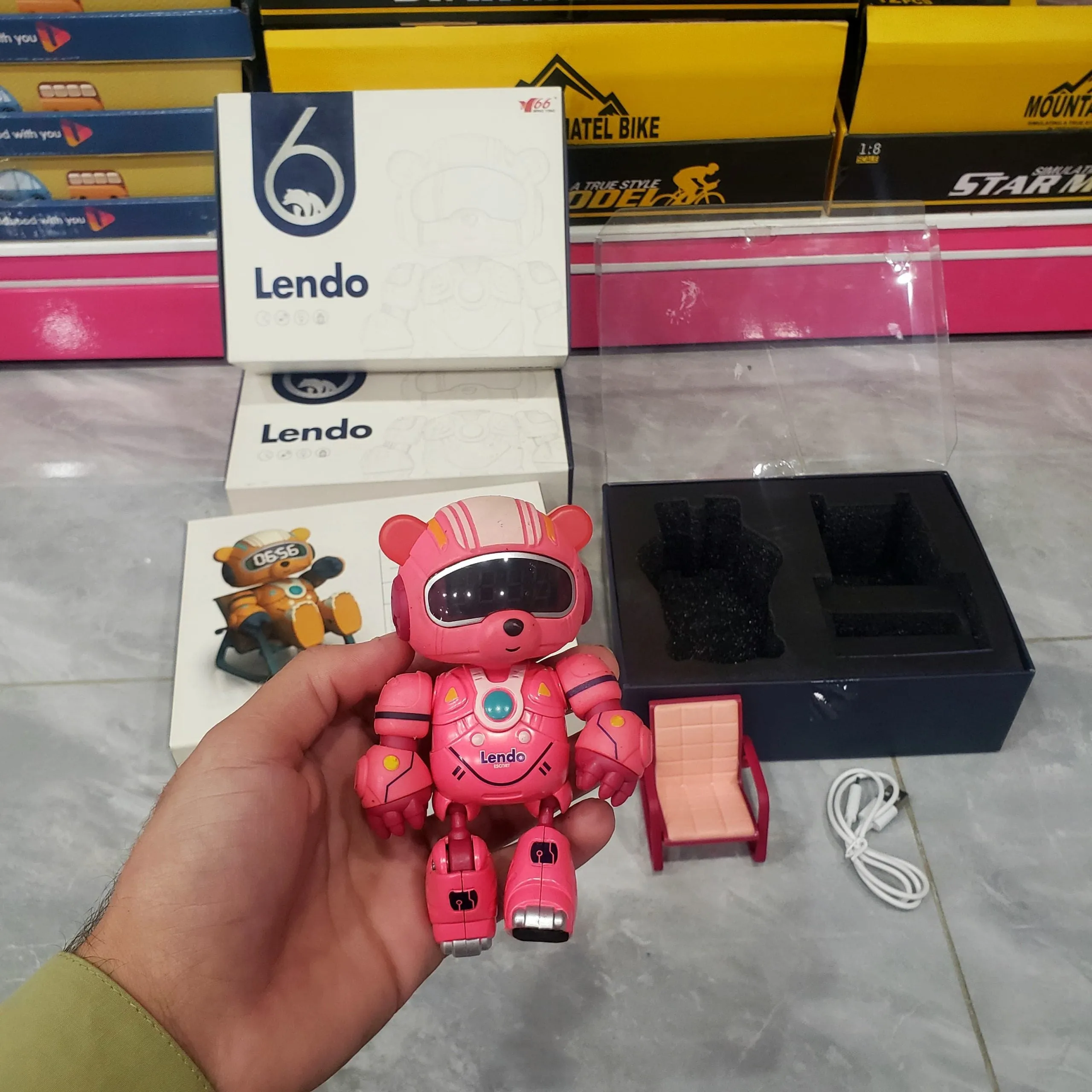 Robot Cute Litter Robot Multifunction Smart Shape Bear Desktop Chair(random with color) Stylish design Super sale Toys LENDO Clock