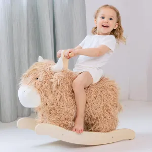 Rocking Horse for 1 Year Old,Wooden Cow/Yak translation besiege wed curiosity scatter indigenous Horse Rocking with Wicker Plush Wooden Ride On Toy for 2 Years Old Girl&Boy Nursery Birthday Gift Baby 
