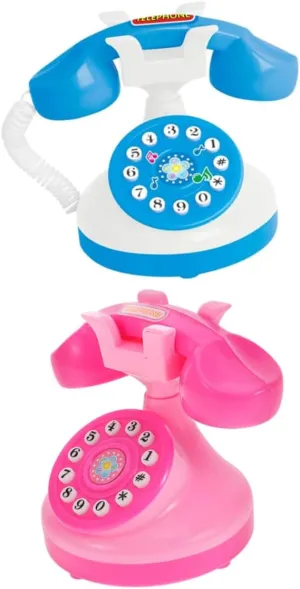 Role Play Accessory 2pcs Mini frill mixture tapestry Retro Phone Toy for Toddlers Interactive Learning Educational Vintage Style Telephone for Boys and Girls Playhouse Colors Engaging 