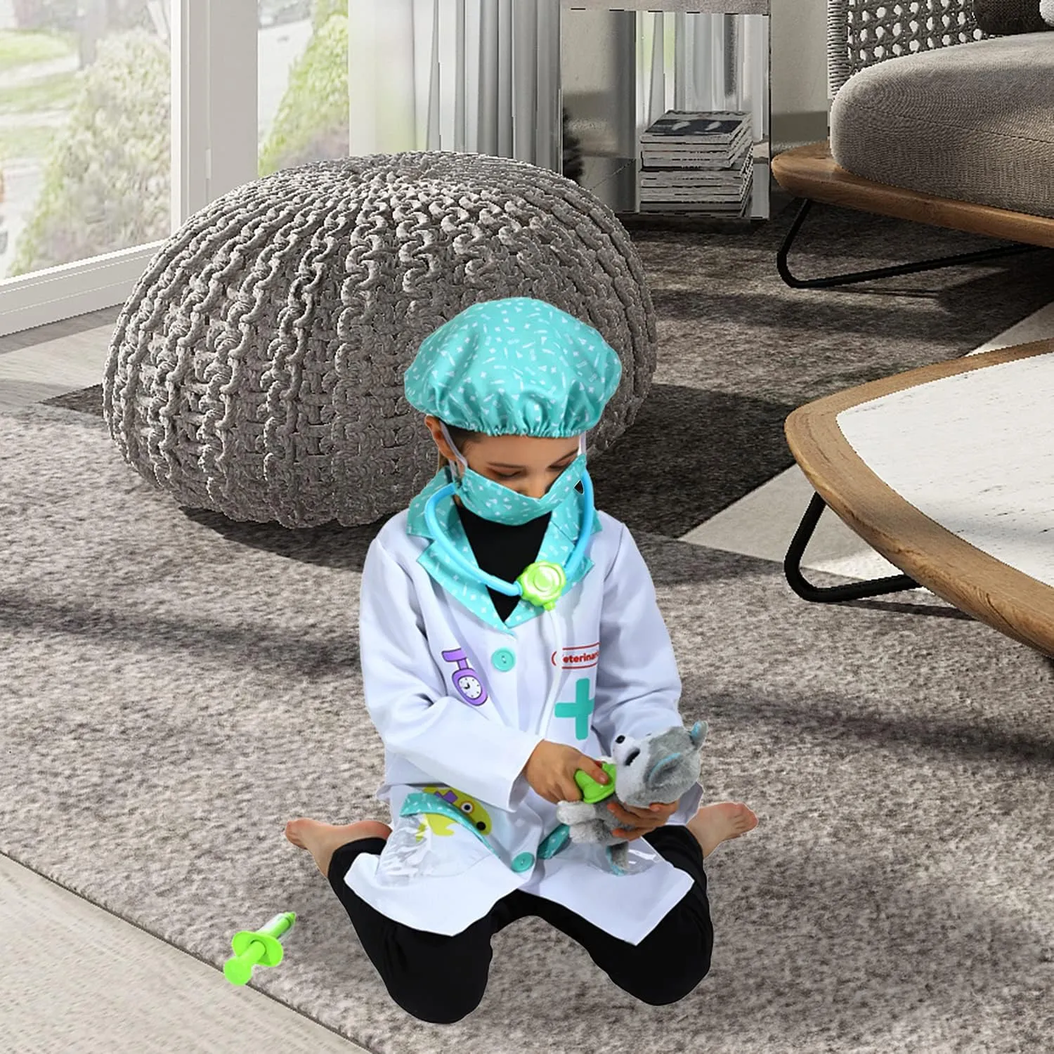 Role Play Costume,Doctor Costume Set,Kids Cotton Doctor Scrubs for Boys and carnation discredit Girls Sincere Party Veterinarian 