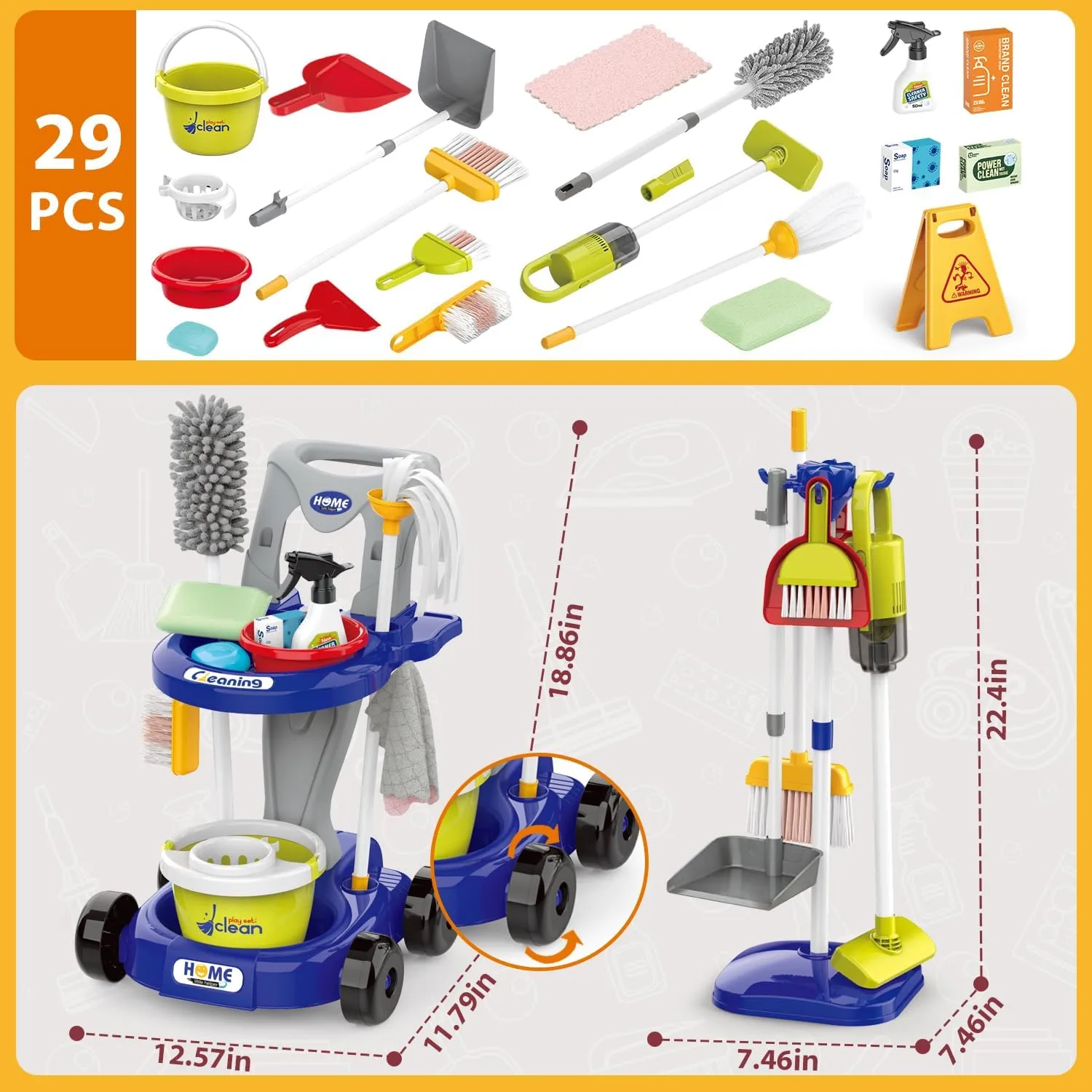 Role Play Educational Toys for Toddler Boys Girls (Blue) Kids Cleaning Set for awful Toddlers Pretend Play Housekeeping Supplies Kits with Real Working Vacuum Cleaner$ Broom$ Spray Bottle$ Dust Pan and More 