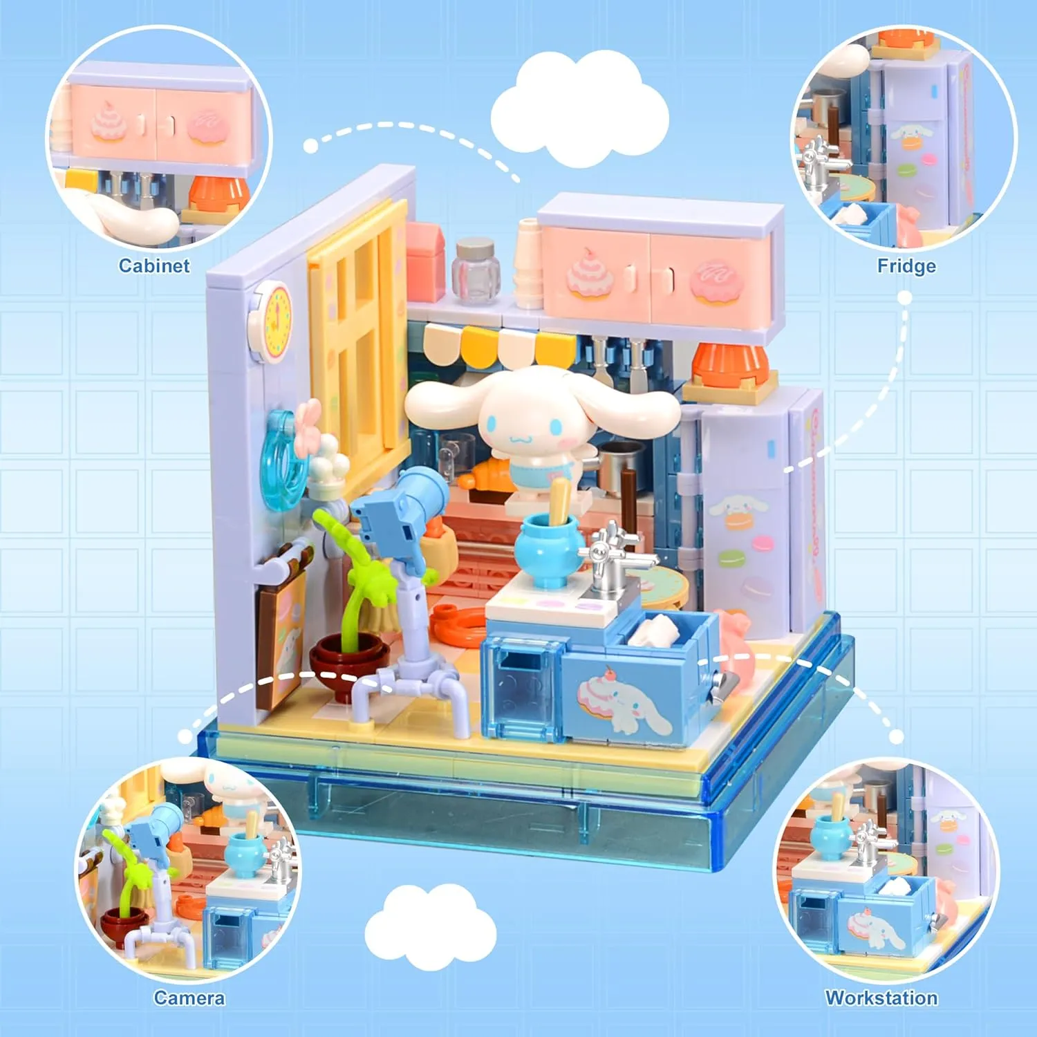 Room D??cor Plush Stickers Stuff Age 3 4 5 6 Cute Building Bricks Blocks Toys Miniature Sets with Transparent Display Fun Toy Collectible Gift for Fans Girls Birthday Party exclusive Supply Decorations 