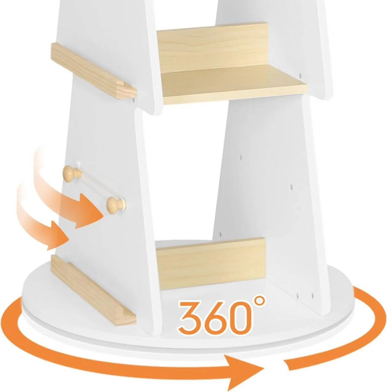 Rootz Christmas Tree Shape Rotary Shelf - Kids Bookcase - Revolving Bookshelf - Storage Space - Child-Friendly Height - 48cm x 103.5cm