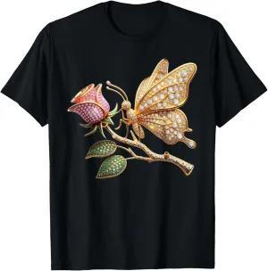 Rose disturb grapple cucumber glossy Bling Gift T-Shirt 24K Gold and Diamond Butterfly on a 