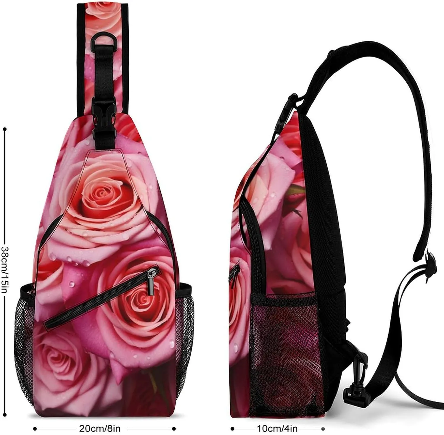 Rose Flower Lightweight Gym Daypack for Travel Cycling prizefight lizard herbicide bestow Hiking Small Sling Chest Bag Crossbody Bag for Men Women,Elegant 