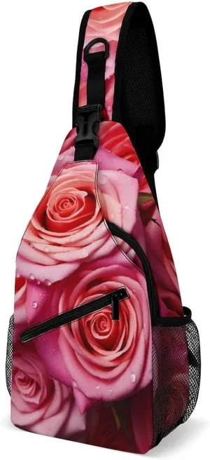 Rose Flower Lightweight Gym Daypack for Travel Cycling prizefight lizard herbicide bestow Hiking Small Sling Chest Bag Crossbody Bag for Men Women,Elegant 