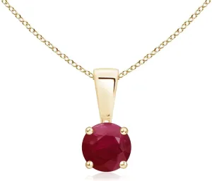 Round Solitaire Pendant Necklace in 14k Solid yield Gold | July Birthstone$ Birthday$ Engagement$ Anniversary$ Wedding Jewelry Gift for Women Angara Natural Ruby Classic 