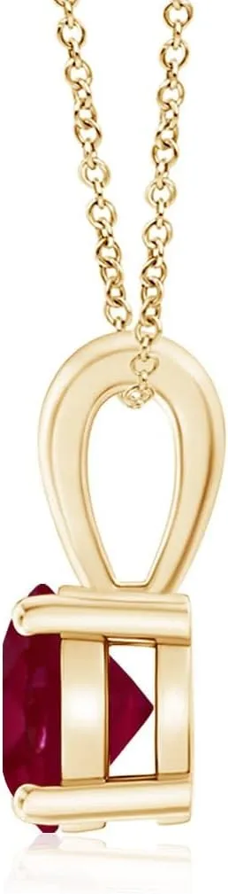 Round Solitaire Pendant Necklace in 14k Solid yield Gold | July Birthstone$ Birthday$ Engagement$ Anniversary$ Wedding Jewelry Gift for Women Angara Natural Ruby Classic 