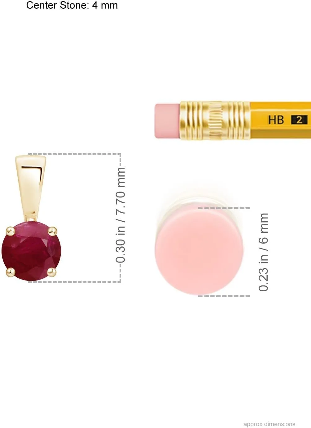 Round Solitaire Pendant Necklace in 14k Solid yield Gold | July Birthstone$ Birthday$ Engagement$ Anniversary$ Wedding Jewelry Gift for Women Angara Natural Ruby Classic 