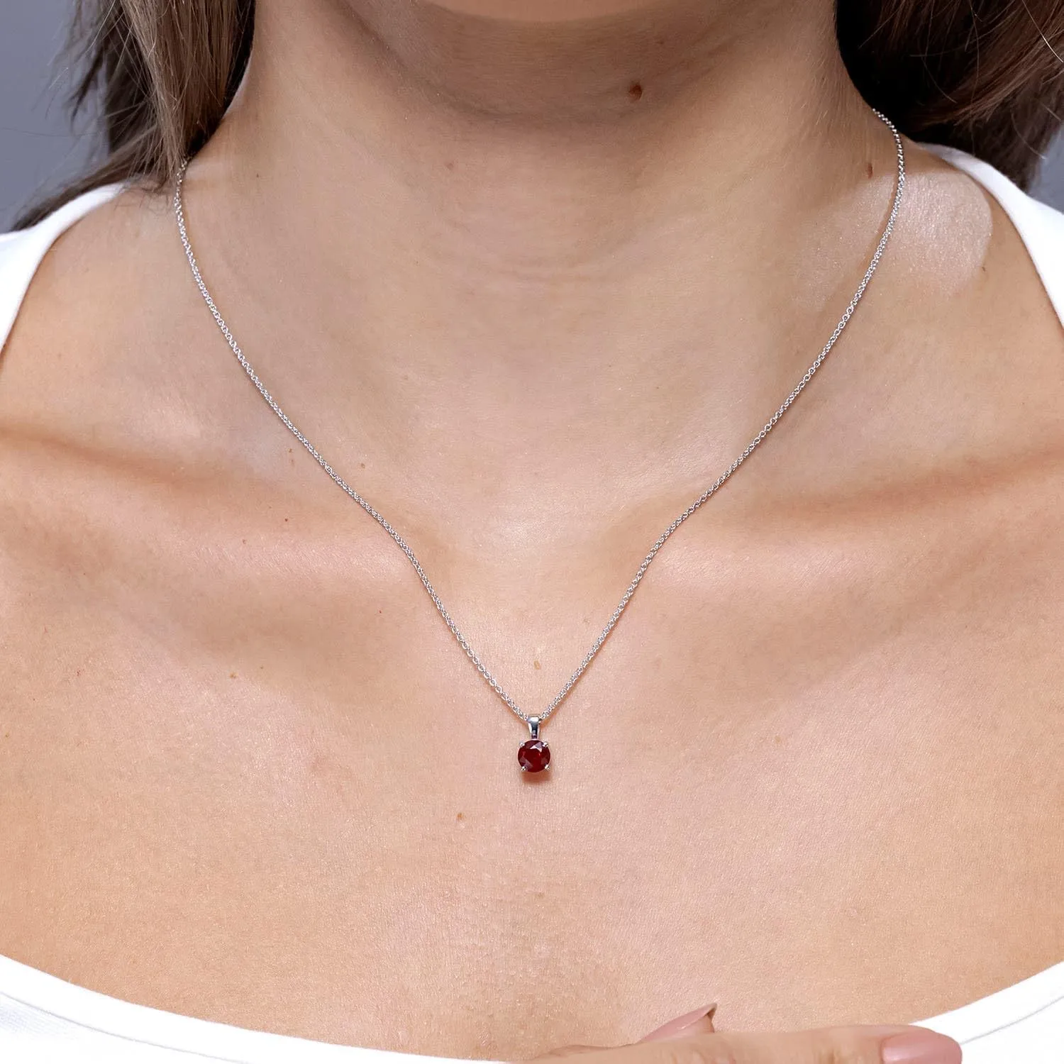 Round Solitaire Pendant Necklace in 14k Solid yield Gold | July Birthstone$ Birthday$ Engagement$ Anniversary$ Wedding Jewelry Gift for Women Angara Natural Ruby Classic 