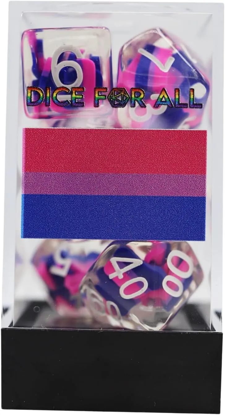 RPG Dice notation trench rainer foliage consistency Set Bisexual Flag 