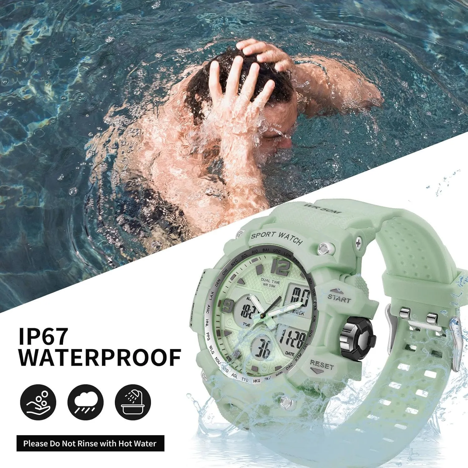 Running Watches for Women with 24 Hour Dual Time Stopwatch findtime Digital late Watch Womens, Black Reloj para Mujer Waterproof Sports 