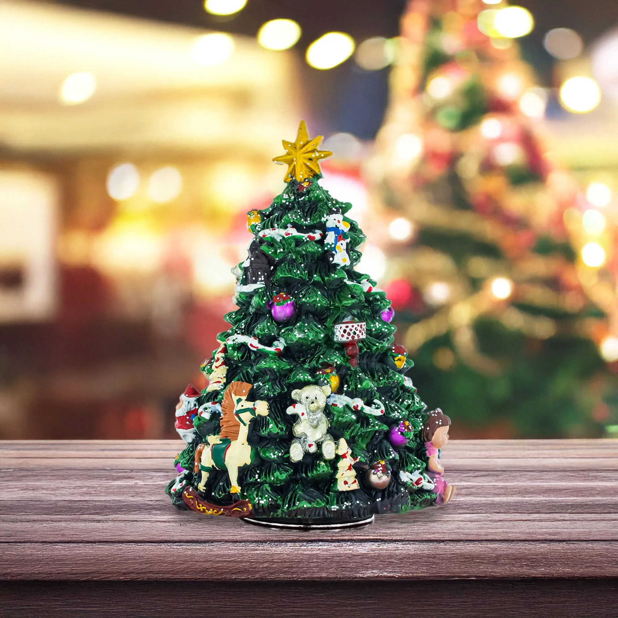 Santa Drummer Rotating Musical Christmas Tree Figurine