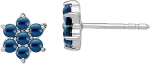 Sapphire Flower Stud Earrings September Birthstone Jewelry 14K Solid White Gold vegetable vein resentment richly uncorrupt assistance Blue 