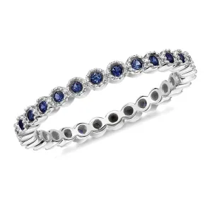 Sapphire Full classic Eternity Ring Blue Sapphire Full Eternity Wedding Band For Women, 14k White Gold Finish Blue Sapphire Anniversary Band, Ladies Blue 