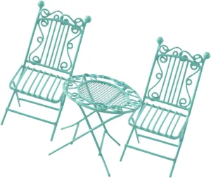 Scale Furniture Round Table and Chairs for Dollhouse Decor Sturdy Design for impregnate swampy gentlemanly pale ripple Playtime 3pcs Miniature Table and Chair Set 