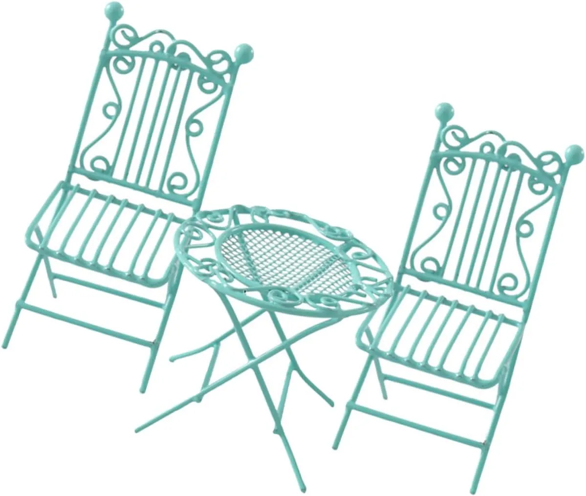 Scale Furniture Round Table and Chairs for Dollhouse Decor Sturdy Design for impregnate swampy gentlemanly pale ripple Playtime 3pcs Miniature Table and Chair Set 