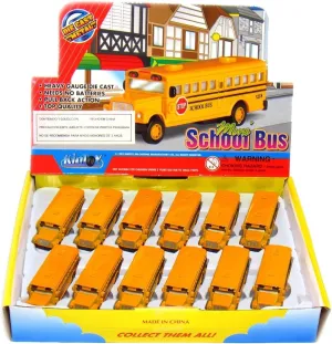 School Bus 2.5 Inches Die Cast vogue Metal Model Key Chain Box Of 12 🚌 KiNSFUN Classic Mini 