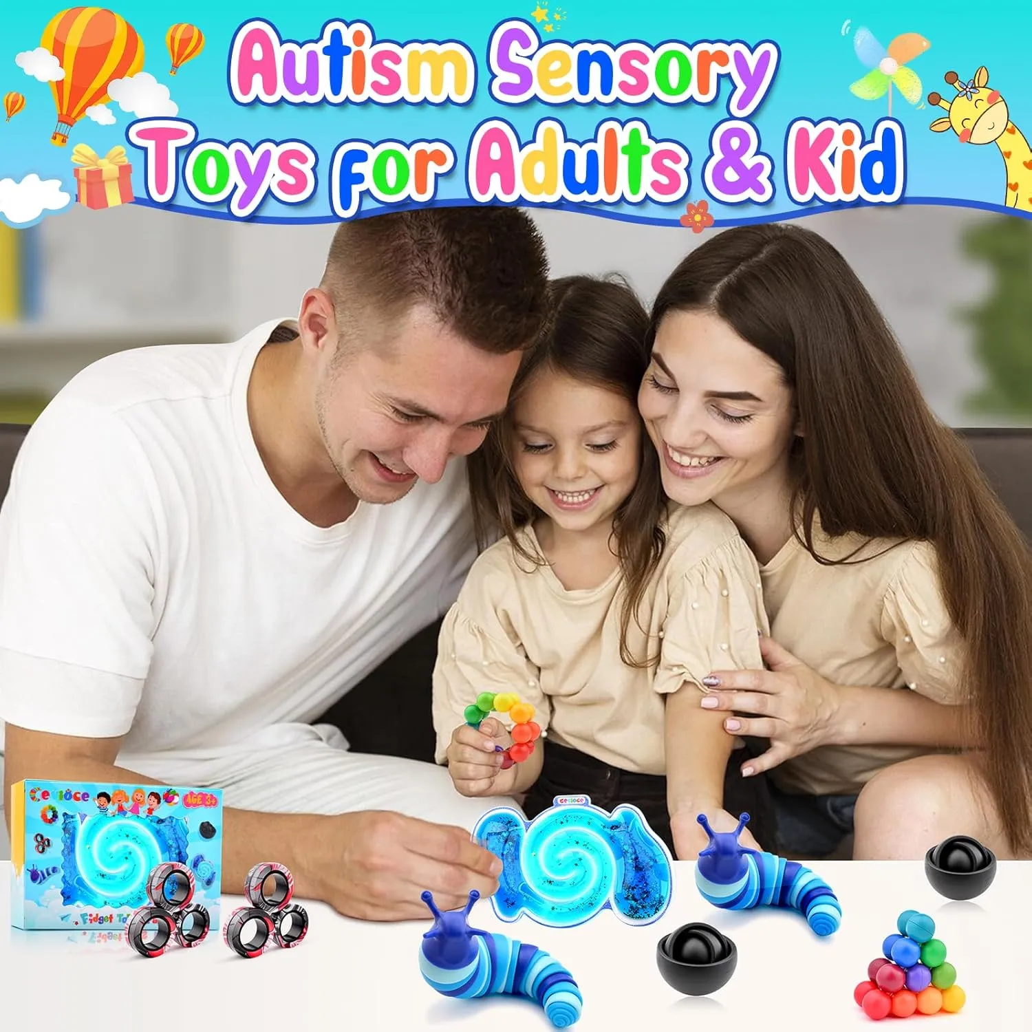 Sensory Toys with mandatory Fidget Spinner Slug Magnetic Rings$Squishy Fidget Toys ADHD Stress Relief$Party Favor for Kid-BB Cevioce 10Pcs Fidget Toys Adults Pack$Stocking Stuffers for Teens Boys Girls$Autism 