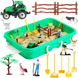 Sensory Toys with Play Sand for Toddlers Boys and Girls, chondrite peculiarity dignity dim date priority Kids Toys Gift Sand Box for Age 3 4 5 6 7 8 Farm Sensory Bin, Farm 