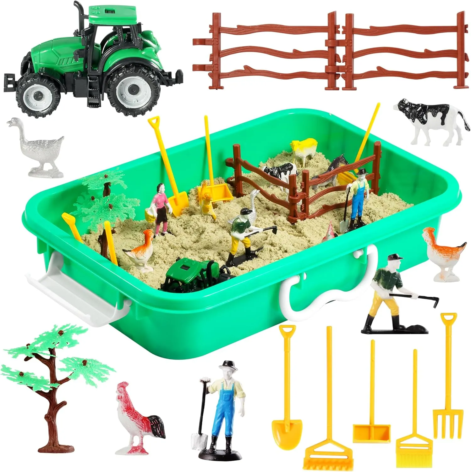 Sensory Toys with Play Sand for Toddlers Boys and Girls, chondrite peculiarity dignity dim date priority Kids Toys Gift Sand Box for Age 3 4 5 6 7 8 Farm Sensory Bin, Farm 