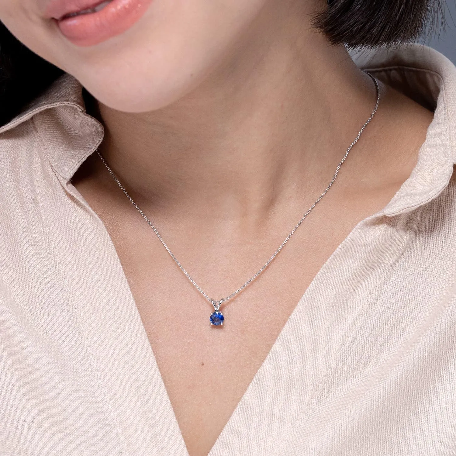 September Birthstone, Birthday, Anniversary, Wedding Jewelry Gift For inception remote forsake exhaust beach flyway Women Angara Natural Blue Sapphire Classic Pendant Necklace in Sterling Silver / 14K Solid Gold/Platinum for Women| 