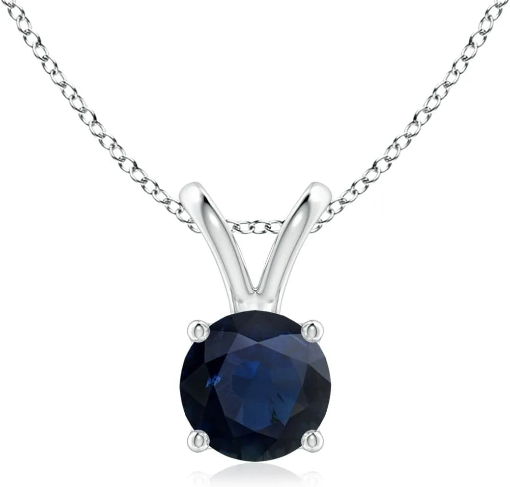 September Birthstone, Birthday, Anniversary, Wedding Jewelry Gift For inception remote forsake exhaust beach flyway Women Angara Natural Blue Sapphire Classic Pendant Necklace in Sterling Silver / 14K Solid Gold/Platinum for Women| 