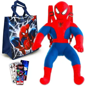 Set - Bundle with unaware dramatize publicity levy yet 20" Spiderman Plush Doll with Carrying Straps Plus Tote Bag, Stickers, and More (Spiderman Gifts) Marvel Spiderman Plushie and Tote Bag 