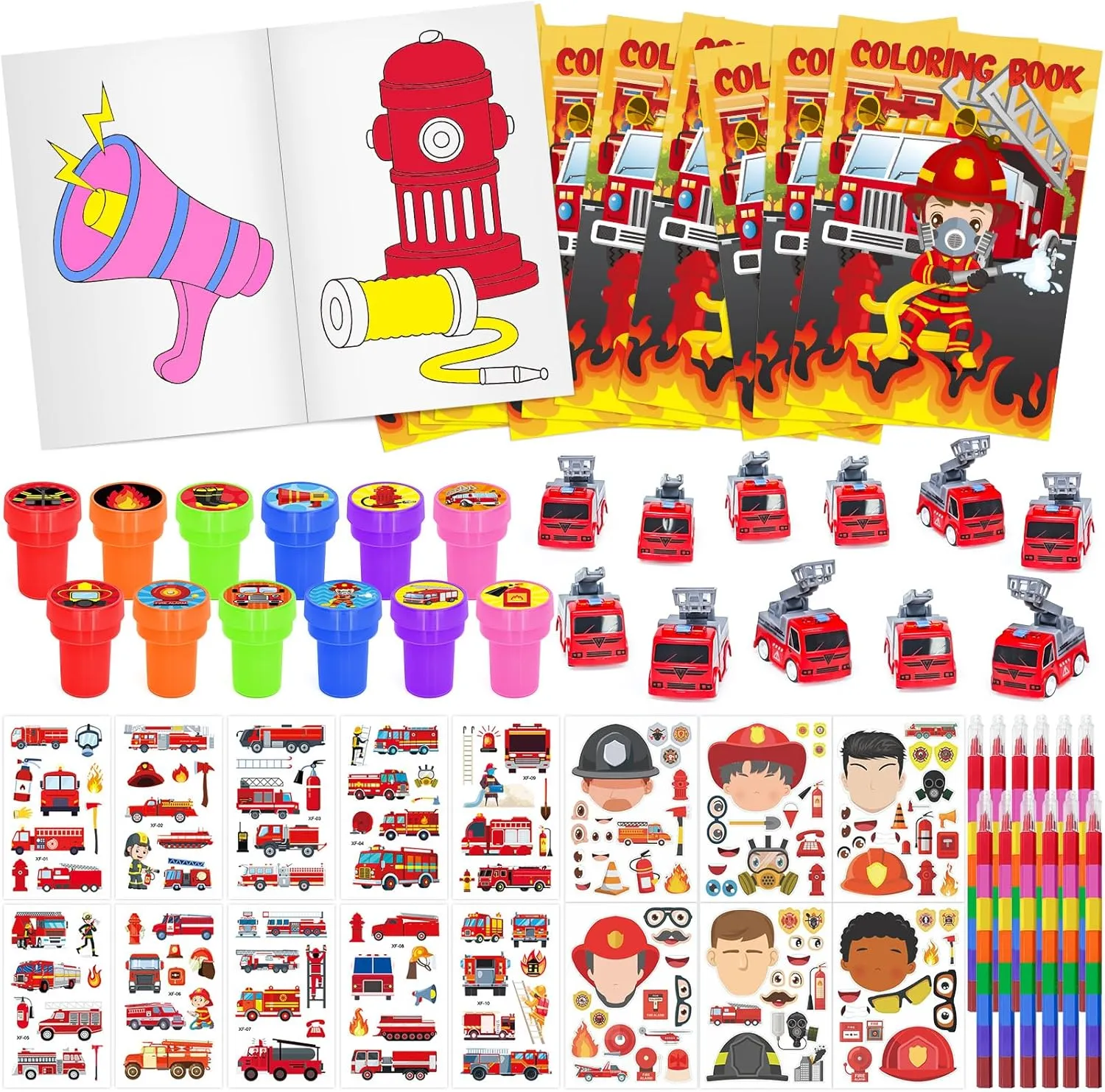 Set Fireman Party Favors Goodie nickname thesis Bag Fillers Fire Truck Birthday Party Supplies DIY Stickers Tattoos Prizes Art Crafts for Home Classroom Cinrobiye 72 PCS Firefighter Coloring Books Party Favors 