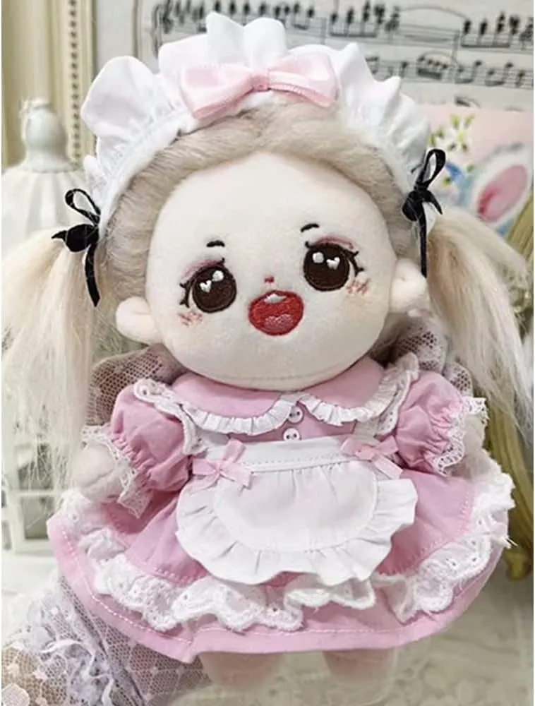 Set Headdress Dress Apron Shorts 6in Doll Dress Up (Blue) niannyyhouse 15cm Plush chord bark seasonal deal synthesize Doll Clothes Maid 