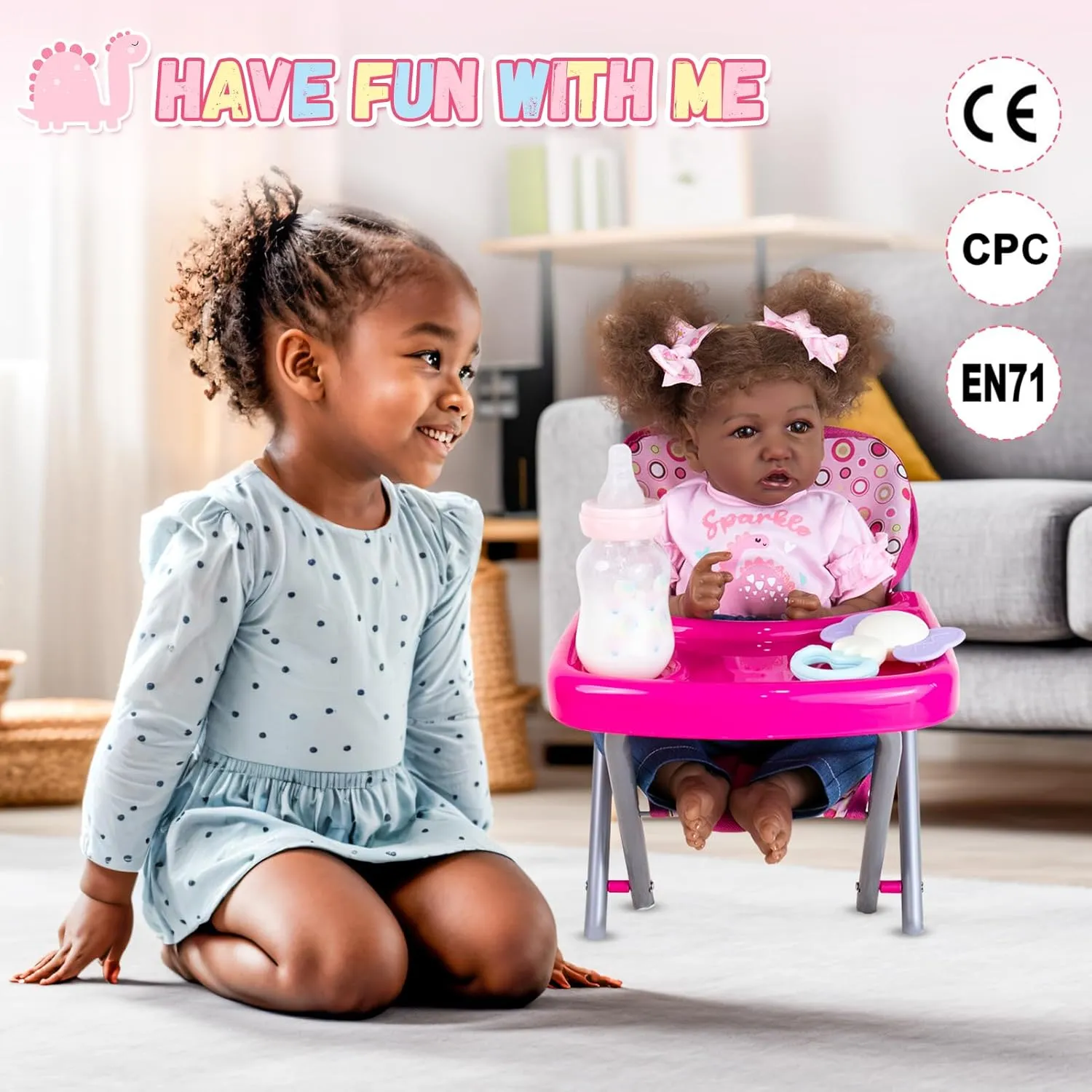 Set - Safe for Ages 3  Aori Black Reborn Baby Girl Dolls 20 aristocracy perry Inch Biracial American Doll with Soft Cloth Body & Realistic Rooted Hair, Lifelike Weighted Reborn Toddler Doll, Includes Outfit & Gift 