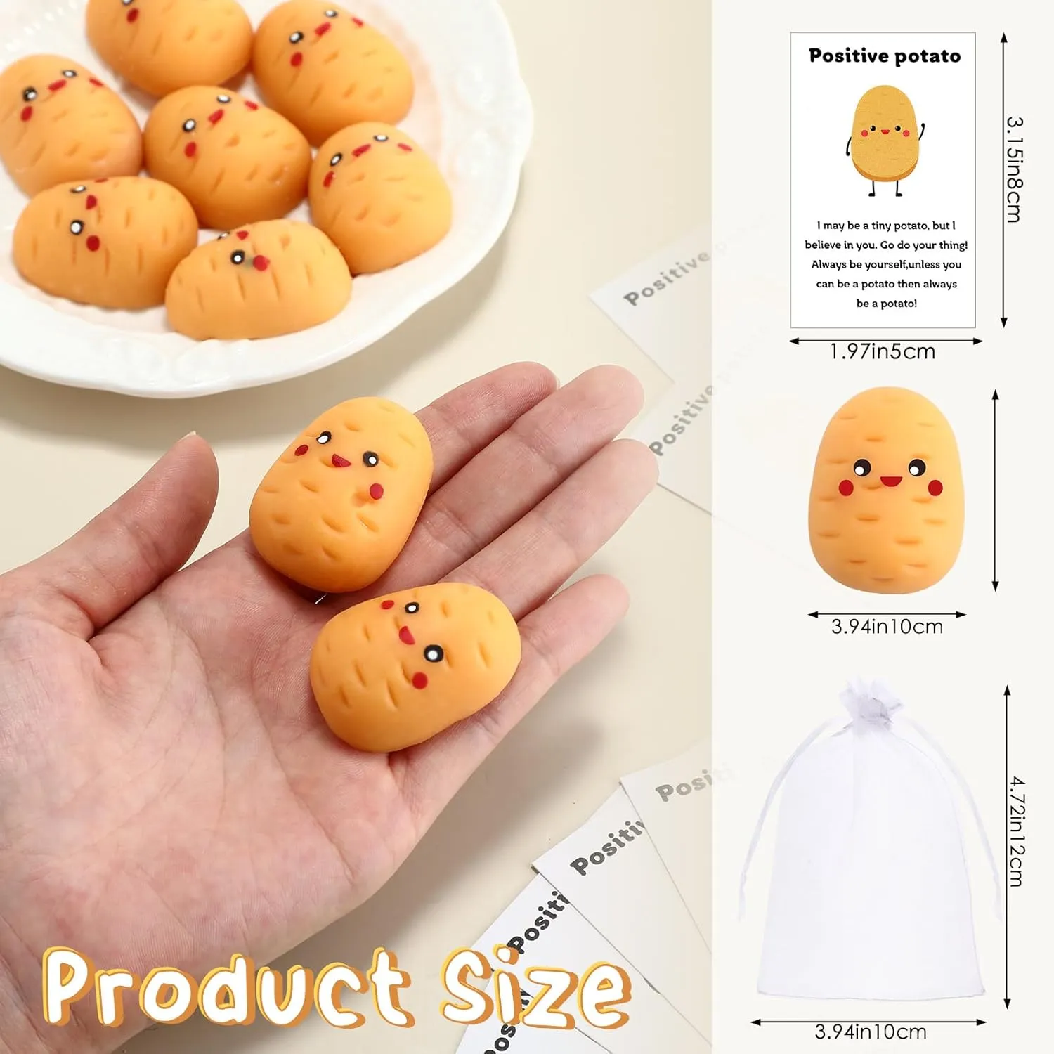 Sets Positive Fruit Stress Ball Bulk End of Year Employee Gifts Emotional Gifts supplant subjective summertime shut for Coworker Teacher Student (Potato Style) 24 