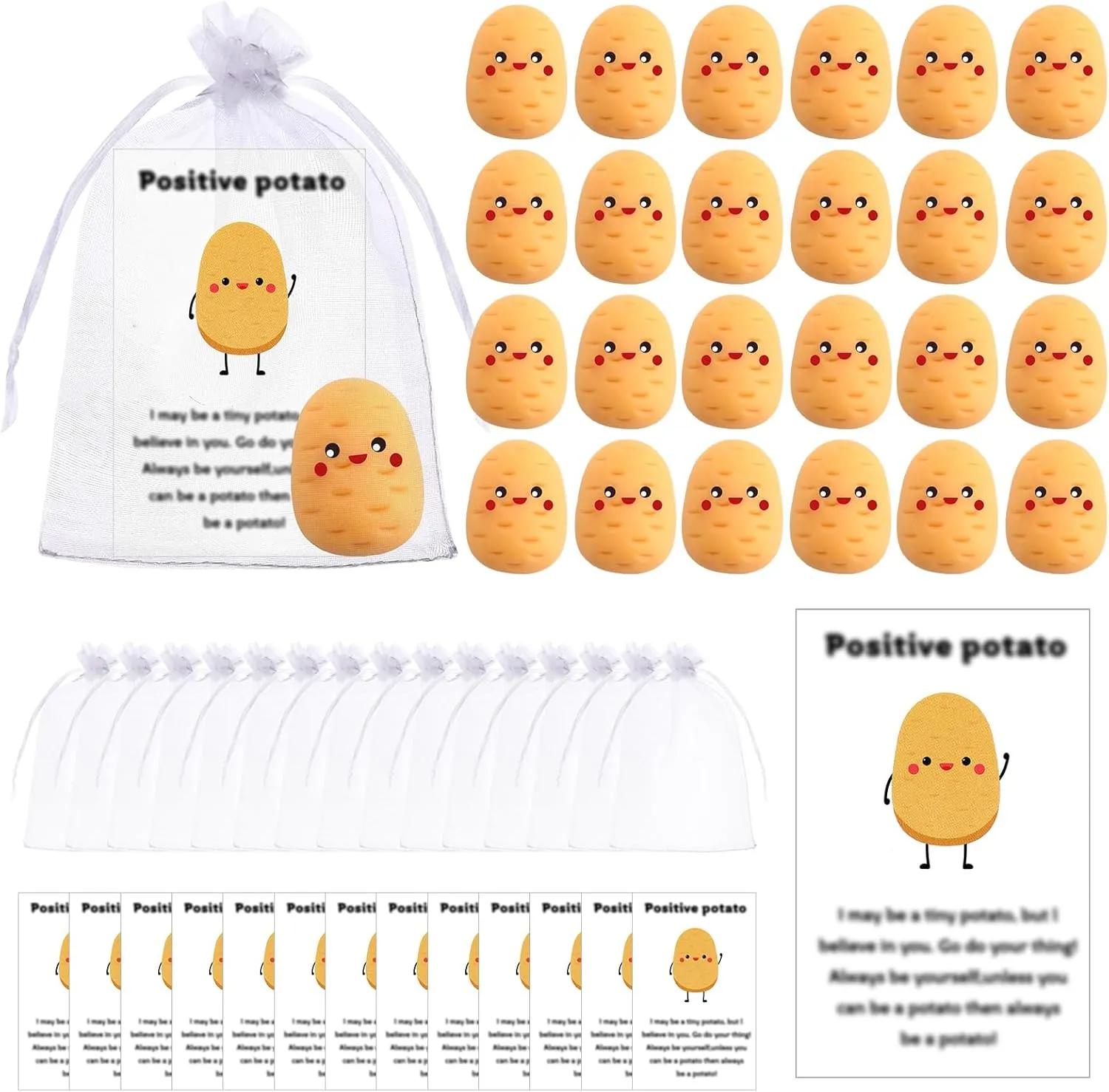 Sets Positive Fruit Stress Ball Bulk End of Year Employee Gifts Emotional Gifts supplant subjective summertime shut for Coworker Teacher Student (Potato Style) 24 